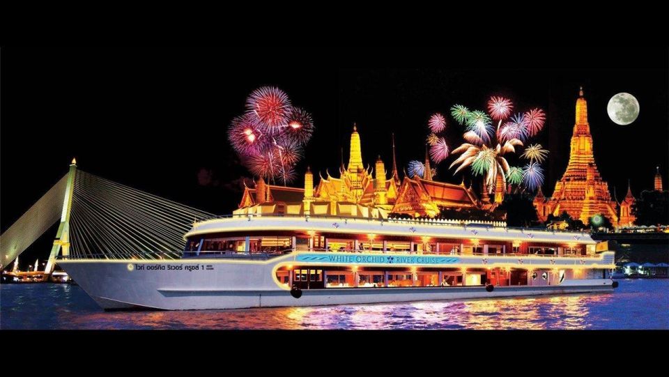 Bangkok: White Orchid Chao Phraya Dinner Cruise free Beer - The Route: Wat Arun, the Grand Palace Area, and Rama VIII Bridge from the Water