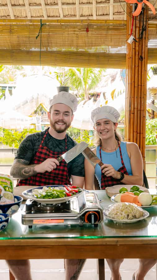 From Hoi An: Market Tour, Basket Boat Ride and Cooking Class - Meeting at Ivegan and setting yourself up for a food-focused morning