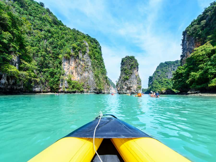 Phuket: Phang Nga Bay Bioluminescent Plankton and Sea Canoes - Entering Phang Nga Bay by speedboat and canoe